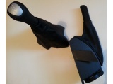 Рукоятка ручника с чехлом и подстаканником и рукоятка тросовой кпп с чехлом ДАТСУН Черная кожа Черная нить